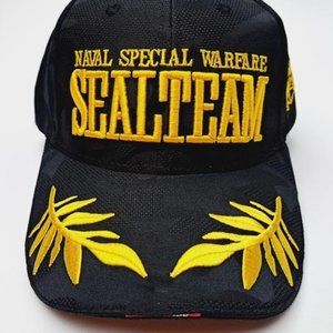 Retro Vintage Style Naval Special Warfare Seal Team Black Camo Hat Cap U.S. Navy